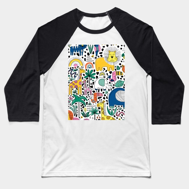 Safari Animal Pattern Baseball T-Shirt by Sandra Hutter Designs